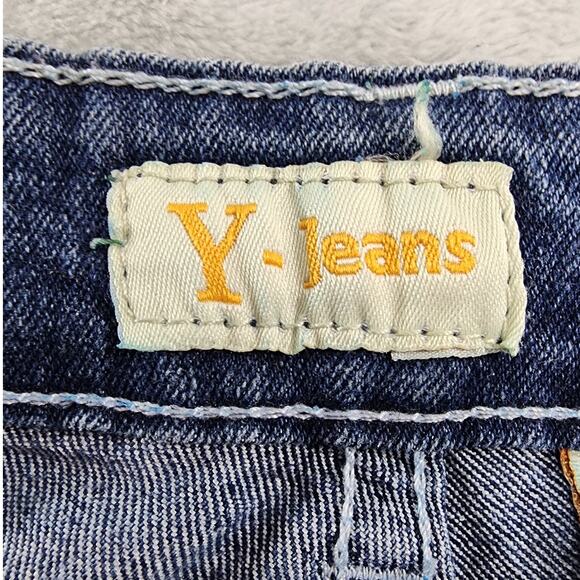 Y-Jeans Womens 11 Juniors Blue Low Rise Skinny Leg Faded Stretch Rhinestones - Picture 4 of 11